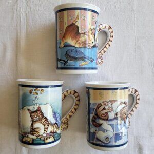 Set of 3 Comical Cats Collector Mugs by Gary Patterson